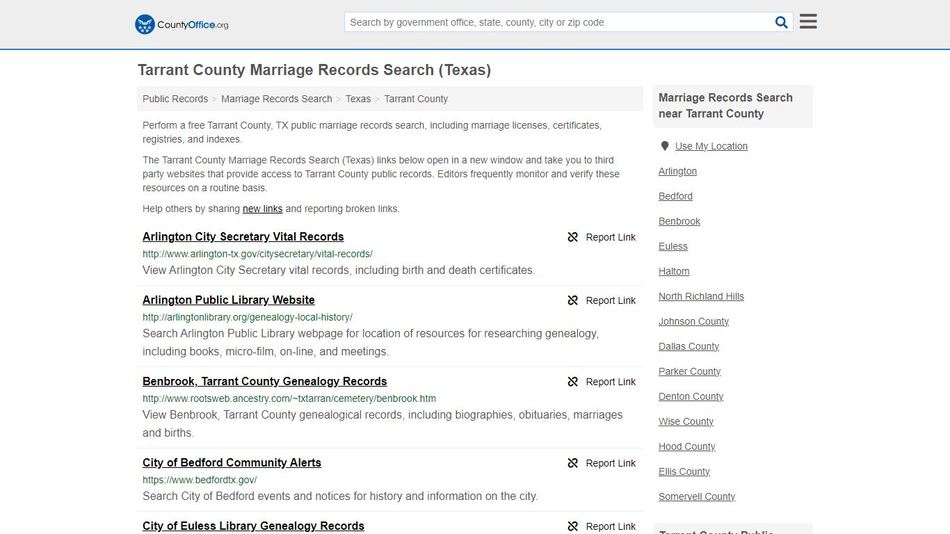 Tarrant County Marriage Records Search (Texas) - County Office