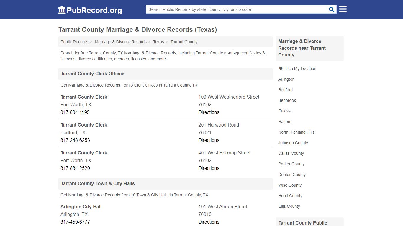 Free Tarrant County Marriage & Divorce Records (Texas Marriage ...